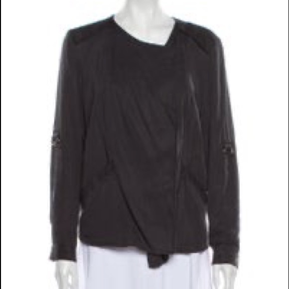 ASTR The Label Gray Collarless Moto Style Jacket - Picture 3 of 11